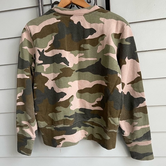 Madewell Miles Green Camo Crew Neck Sweatshirt Sz Small - Picture 2 of 9